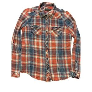 Vintage Ci Sono Red & Navy Plaid Button-Up Shirt 💯 Cotton
